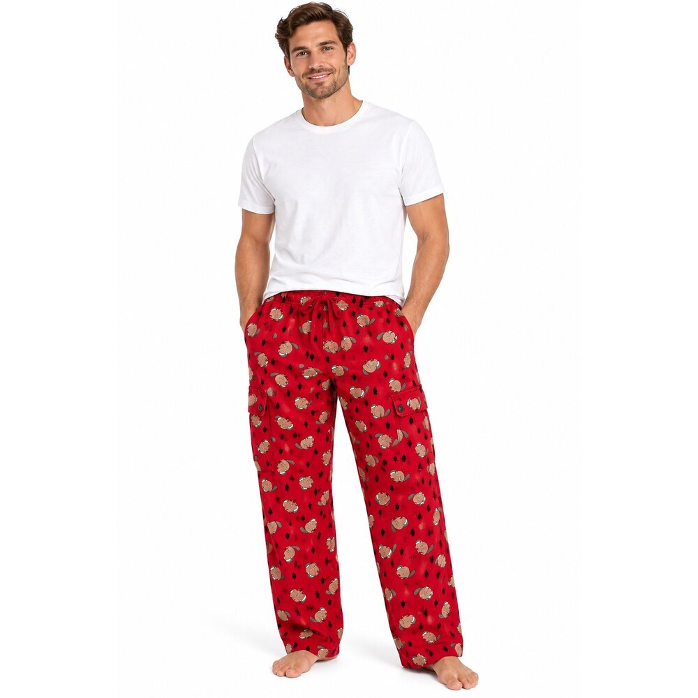 Duluth Trading Co. Men's Sleep Lounge Pants 2XL x 32 Festive Beaver Print Cotton